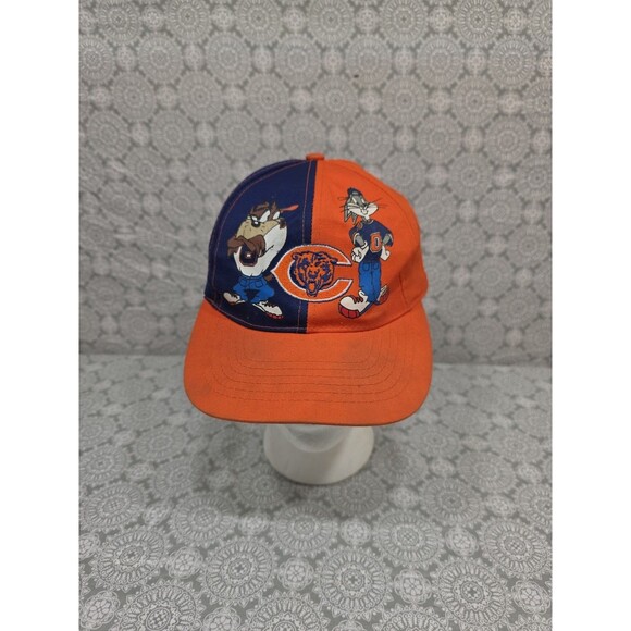Vintage Chicago Bears Looney Tunes Taz Bug Baseball Cap Hat Orange Blue YOUTH - Picture 1 of 10